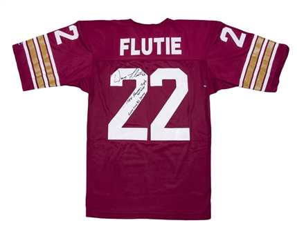 1981-84 Doug Flutie Game Used, Signed & Inscribed Boston College Eagles Home Jersey (MEARS A10 & Beckett)